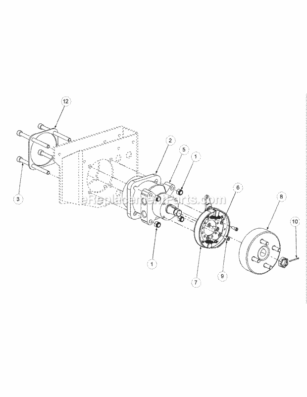 Brake Motor Mount And Hub Diagram and Parts List for M60-KW 53BH5D8X750 Cub Cadet Sprayer